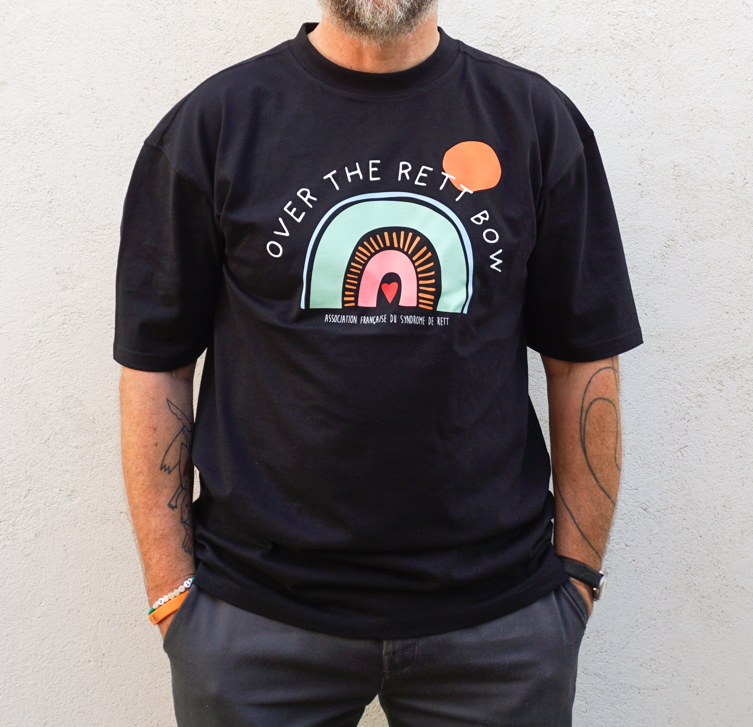 T-shirt noir overzise Over the Rett Bow